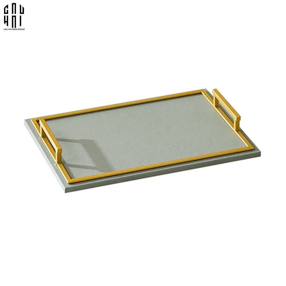 Khay Da Chữ Nhật Greyson Refined Glaze Gris Leather Decorative Trays 29x42-KHAY TRANG TRÍ-CẬU HAI HOME DECOR