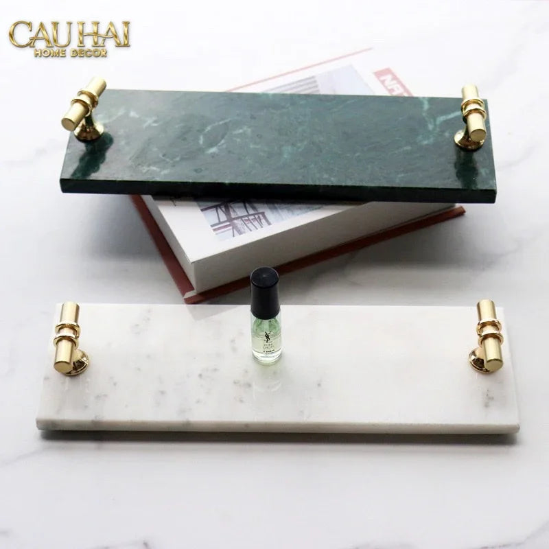 Khay Đá Chữ Nhật Mini Manhattan Urban Terrace Marble Tray - Special Clover Knob 15 X 30-KHAY TRANG TRÍ-CẬU HAI HOME DECOR
