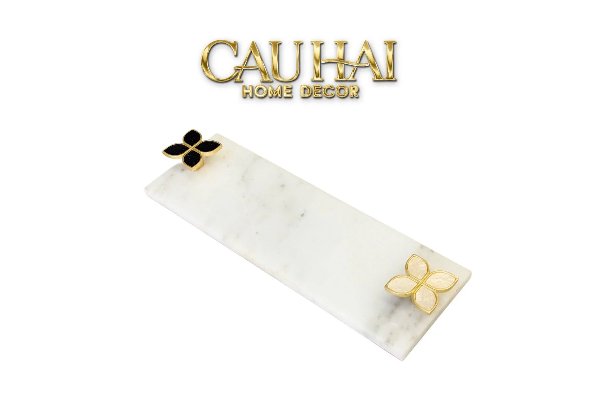 Khay Đá Chữ Nhật Mini Manhattan Urban Terrace Marble Tray - Special Clover Knob 15 X 30-KHAY TRANG TRÍ-CẬU HAI HOME DECOR