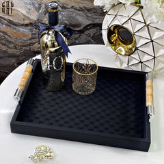 Khay Da Chữ Nhật Trang Trí Luxe Leather Morius Noire Trays 30x40-KHAY TRANG TRÍ-CẬU HAI HOME DECOR