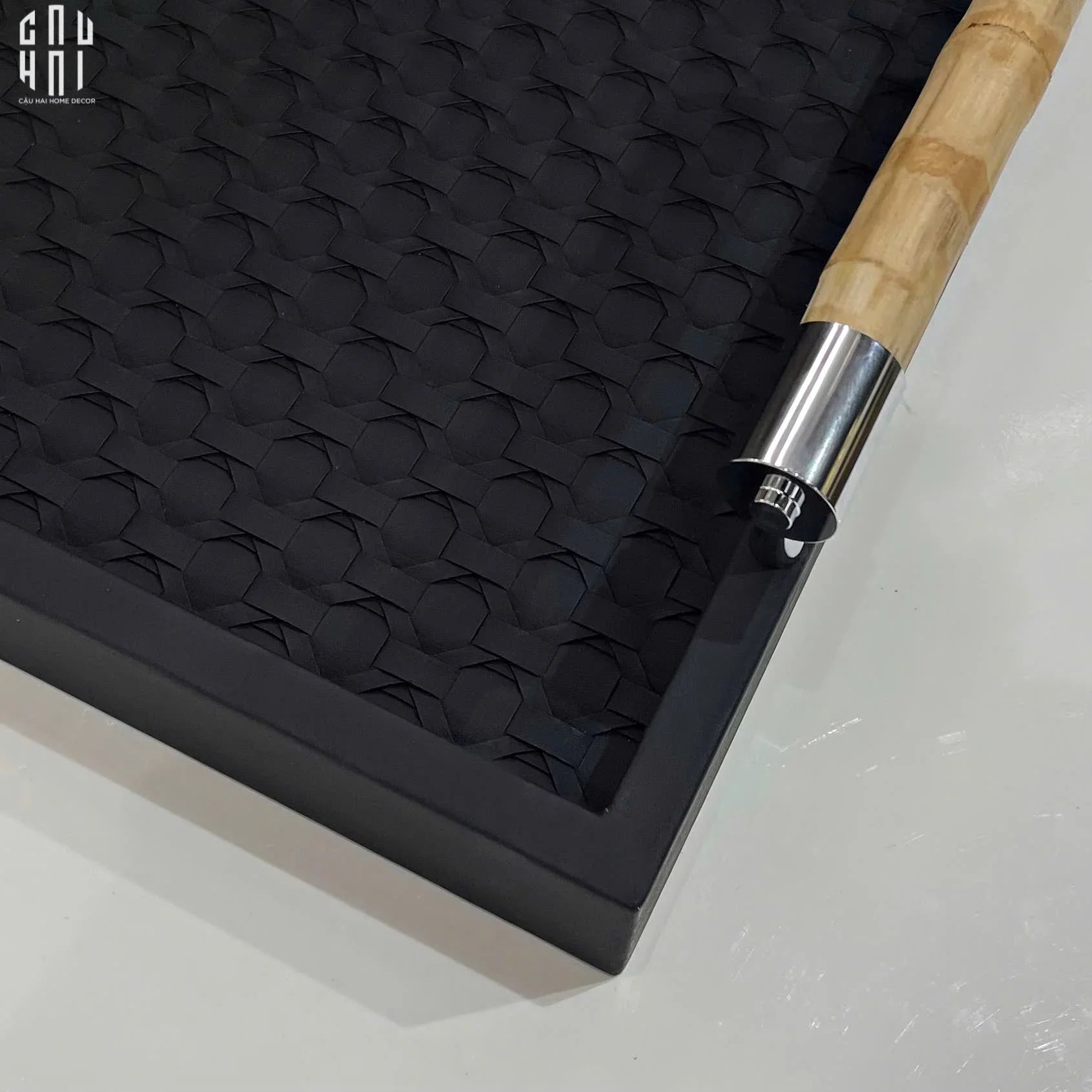Khay Da Chữ Nhật Trang Trí Luxe Leather Morius Noire Trays 30x40-KHAY TRANG TRÍ-CẬU HAI HOME DECOR