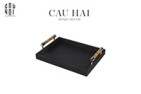 Khay Da Chữ Nhật Trang Trí Luxe Leather Morius Noire Trays 30x40-KHAY TRANG TRÍ-CẬU HAI HOME DECOR