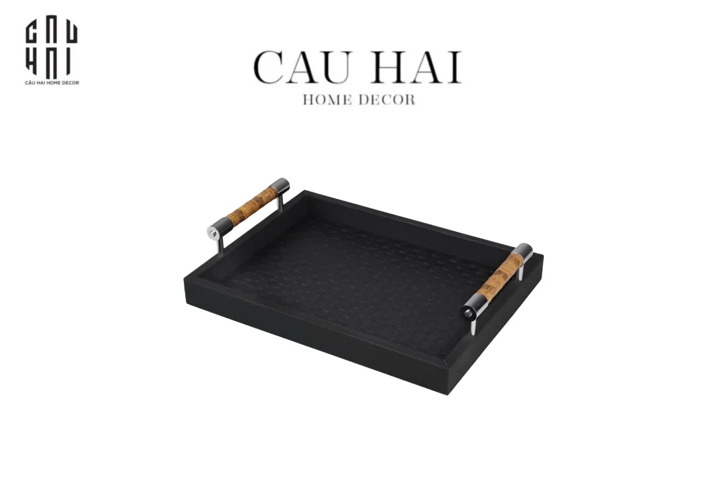 Khay Da Chữ Nhật Trang Trí Luxe Leather Morius Noire Trays 30x40-KHAY TRANG TRÍ-CẬU HAI HOME DECOR