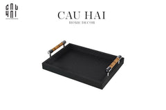Khay Da Chữ Nhật Trang Trí Luxe Leather Morius Noire Trays 30x40-KHAY TRANG TRÍ-CẬU HAI HOME DECOR