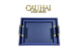 Khay Da Đan Woven Royal Indigo Blue Leather Trays 25x38-KHAY TRANG TRÍ-CẬU HAI HOME DECOR