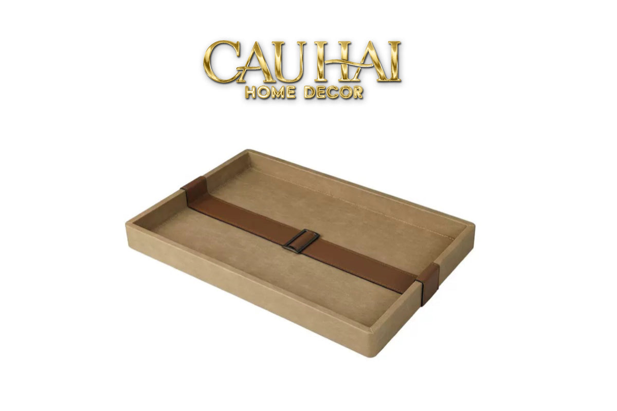 Khay Da Lộn Chữ Nhật Atelier Saddle 30*40-KHAY TRANG TRÍ-CẬU HAI HOME DECOR-CẬU HAI HOME DECOR