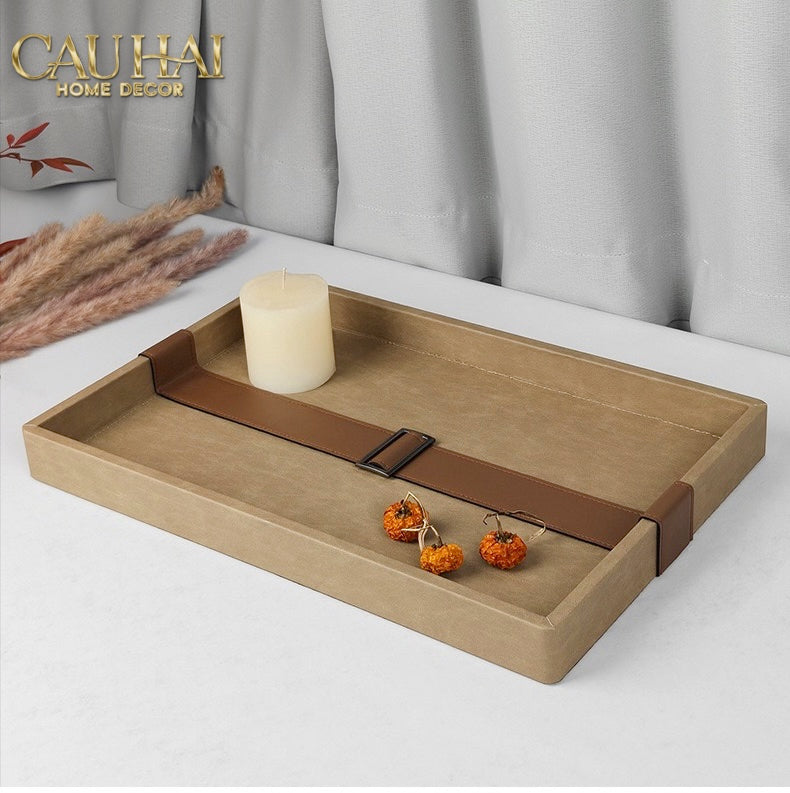 Khay Da Lộn Chữ Nhật Atelier Saddle 30*40-KHAY TRANG TRÍ-CẬU HAI HOME DECOR-CẬU HAI HOME DECOR