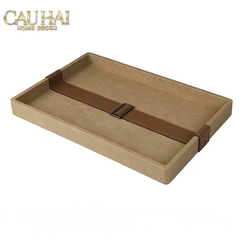 Khay Da Lộn Chữ Nhật Atelier Saddle 30*40-KHAY TRANG TRÍ-CẬU HAI HOME DECOR-CẬU HAI HOME DECOR