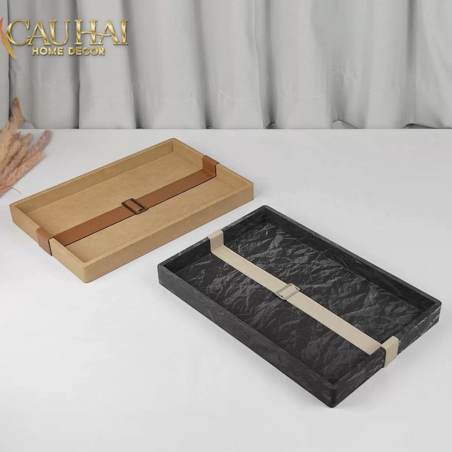 Khay Da Lộn Chữ Nhật Atelier Saddle 30*40-KHAY TRANG TRÍ-CẬU HAI HOME DECOR-CẬU HAI HOME DECOR