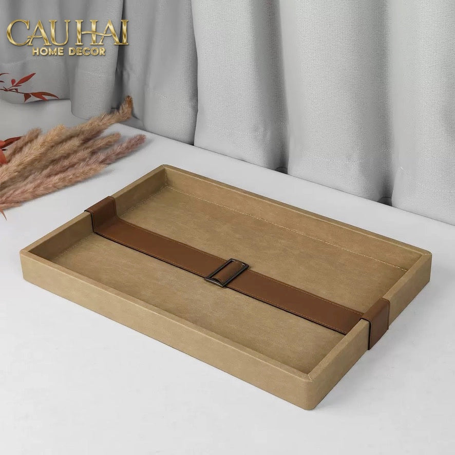 Khay Da Lộn Chữ Nhật Atelier Saddle 30*40-KHAY TRANG TRÍ-CẬU HAI HOME DECOR-CẬU HAI HOME DECOR