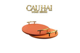 Khay Da Tròn Eclipse Tangerine Luxe Leather Tray D35x5.5-KHAY TRANG TRÍ-CẬU HAI HOME DECOR