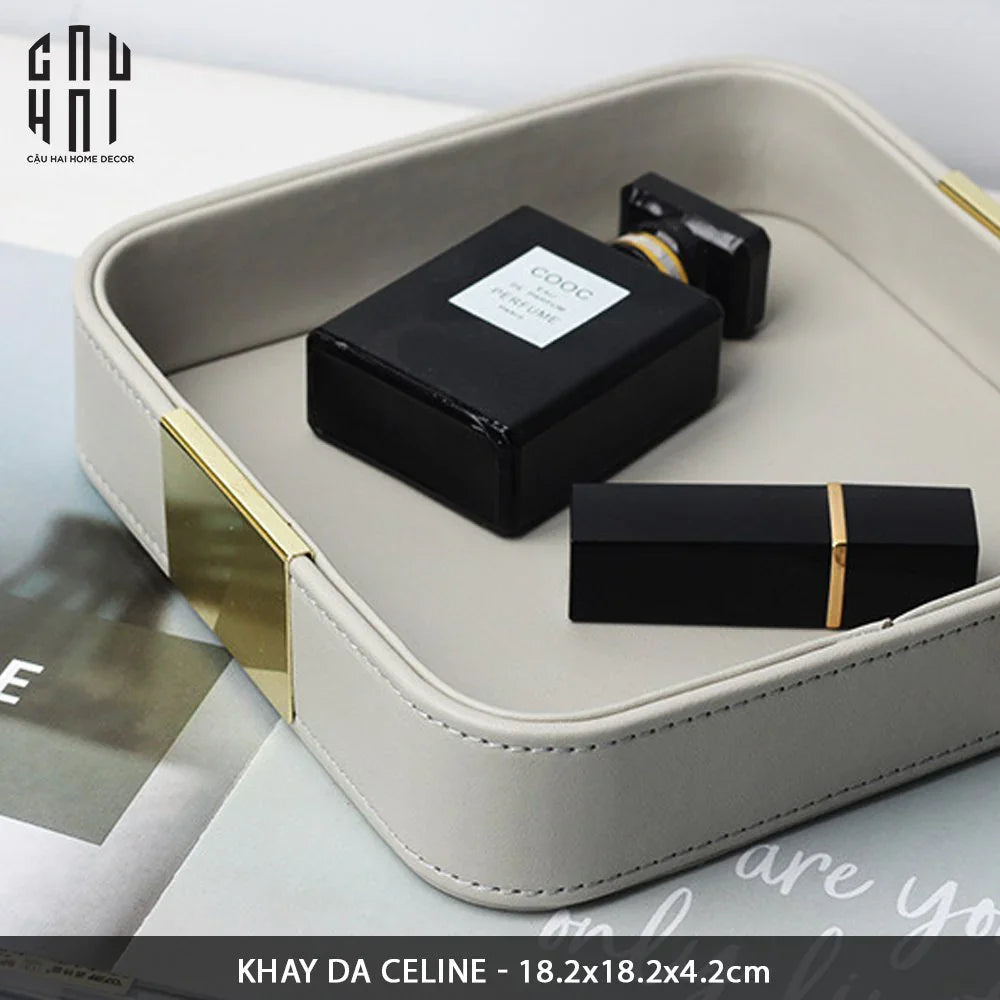 Khay Da Vuông Xám Haute Folie Celine Beauté Changing Trays 18.5x18.5-KHAY TRANG TRÍ-CẬU HAI HOME DECOR