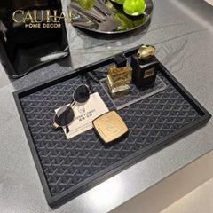 Khay Gỗ Chữ Nhật Bọc Da County Yard Changing Trays 30x40x3-KHAY TRANG TRÍ-CẬU HAI HOME DECOR