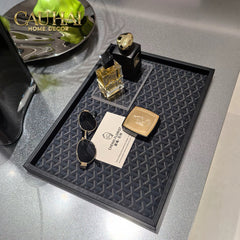 Khay Gỗ Chữ Nhật Bọc Da County Yard Changing Trays 30x40x3-KHAY TRANG TRÍ-CẬU HAI HOME DECOR