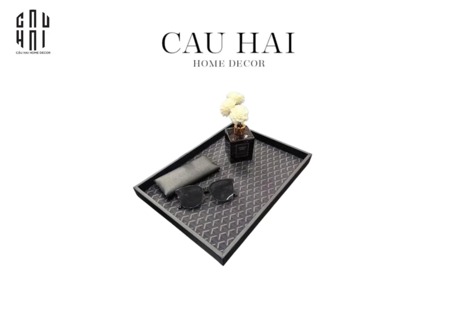 Khay Gỗ Chữ Nhật Bọc Da County Yard Changing Trays 30x40x3-KHAY TRANG TRÍ-CẬU HAI HOME DECOR