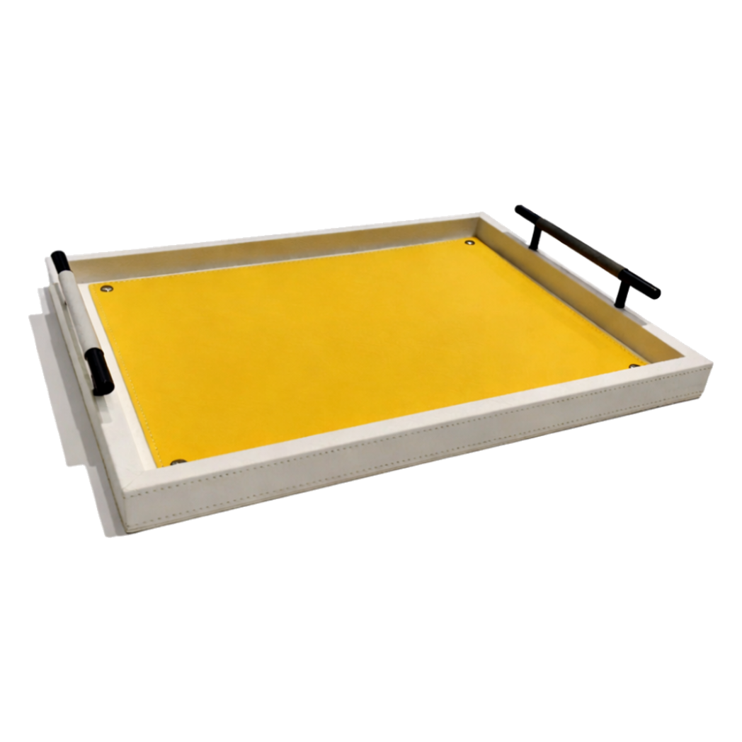 Khay Gỗ Chữ Nhật Chanh Vàng Elegance Luxe Leather Citrus Jaune - Cậu Hai Home Decor