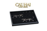 Khay Gỗ Chữ Nhật Lót Vải Tweed Lux Leather Nocturnal Panther Rectangular Trays 30X40-KHAY TRANG TRÍ-CẬU HAI HOME DECOR