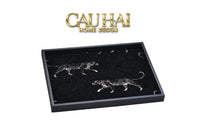 Khay Gỗ Chữ Nhật Lót Vải Tweed Lux Leather Nocturnal Panther Rectangular Trays 30X40-KHAY TRANG TRÍ-CẬU HAI HOME DECOR