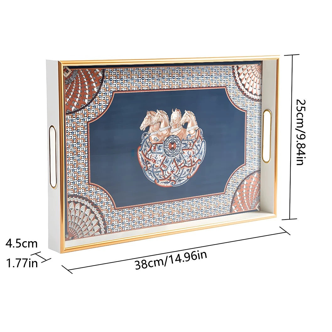 Khay Gỗ Chữ Nhật Mặt Gương H.Class Cosmic Cheval Équestre 25x38-Khay Kệ Tầng-CẬU HAI HOME DECOR-CẬU HAI HOME DECOR