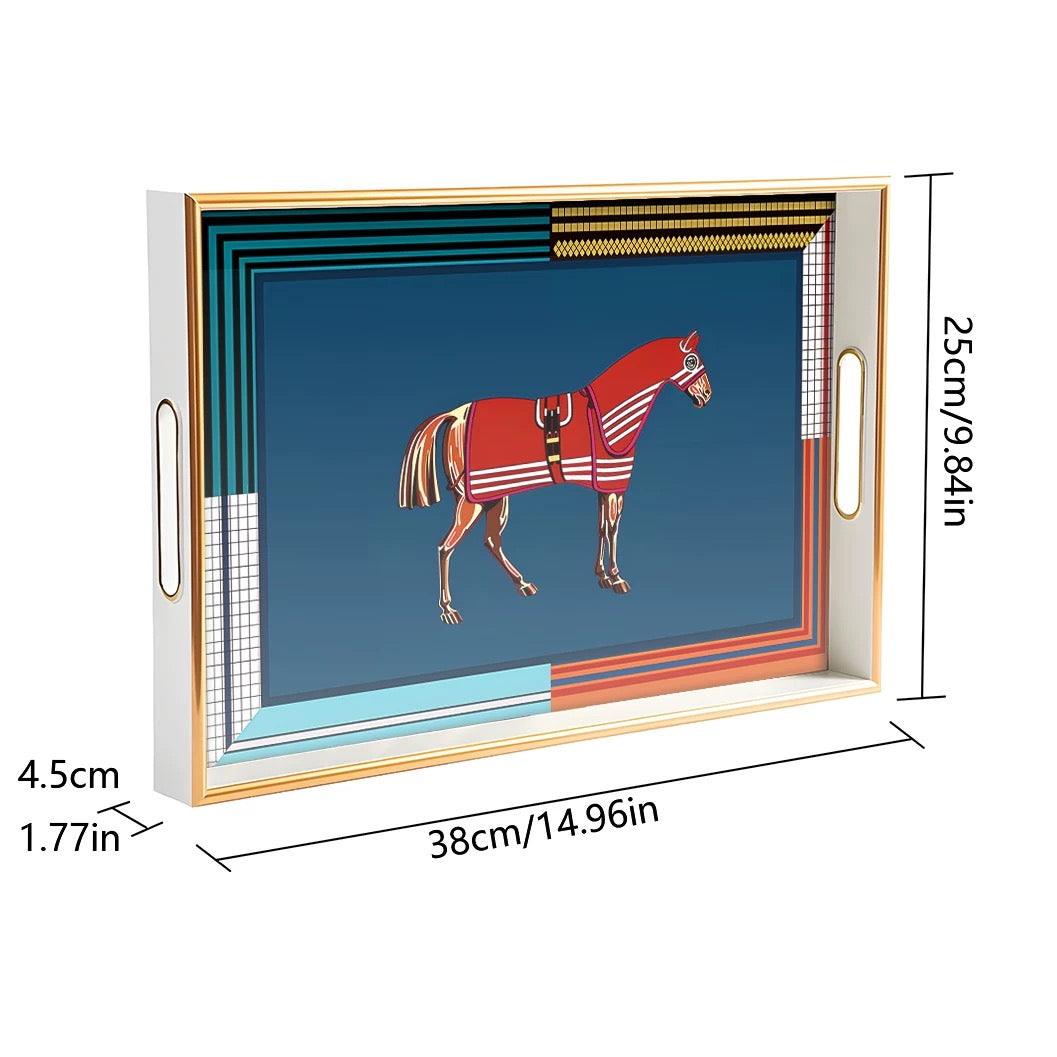 Khay Gỗ Chữ Nhật Mặt Gương H.Class Cosmic Cheval Équestre 25x38-Khay Kệ Tầng-CẬU HAI HOME DECOR-CẬU HAI HOME DECOR