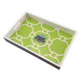 Khay Gỗ Chữ Nhật Palm Court Ceramic Indigo 38x25x5 - Cậu Hai Home Decor