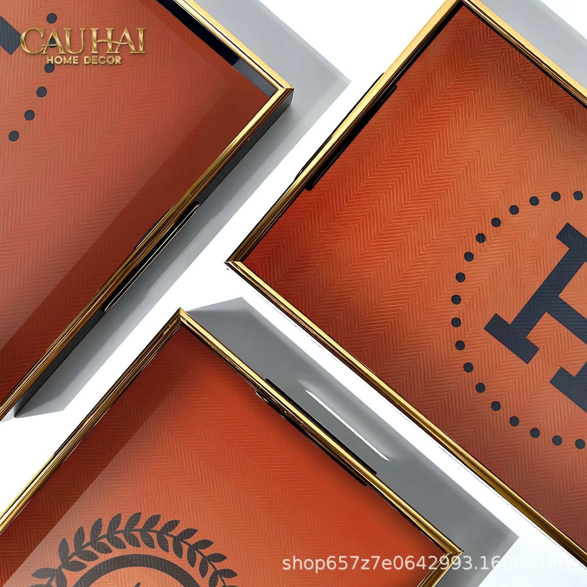 Khay Gỗ Chữ Nhật Signature H Icon Vermilion - Spéciale Édition Rectangular Trays 28x35-CẬU HAI HOME DECOR