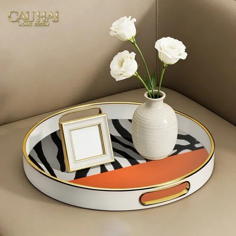 Khay Gỗ Chữ Nhật Signature H Icon Vermilion - Spéciale Édition Rectangular Trays 28x35-KHAY TRANG TRÍ-CẬU HAI HOME DECOR-CẬU HAI HOME DECOR
