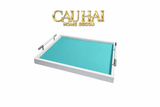 Khay Gỗ Chữ Nhật Xanh Mint Elegance Luxe Leather - Azure Turquoise 32.5x42.5-KHAY TRANG TRÍ-CẬU HAI HOME DECOR