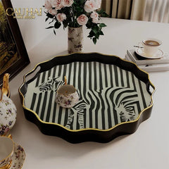 Khay Gỗ Tròn Acrylic Sauvage Zebra Round Serving Trays D35-CẬU HAI HOME DECOR