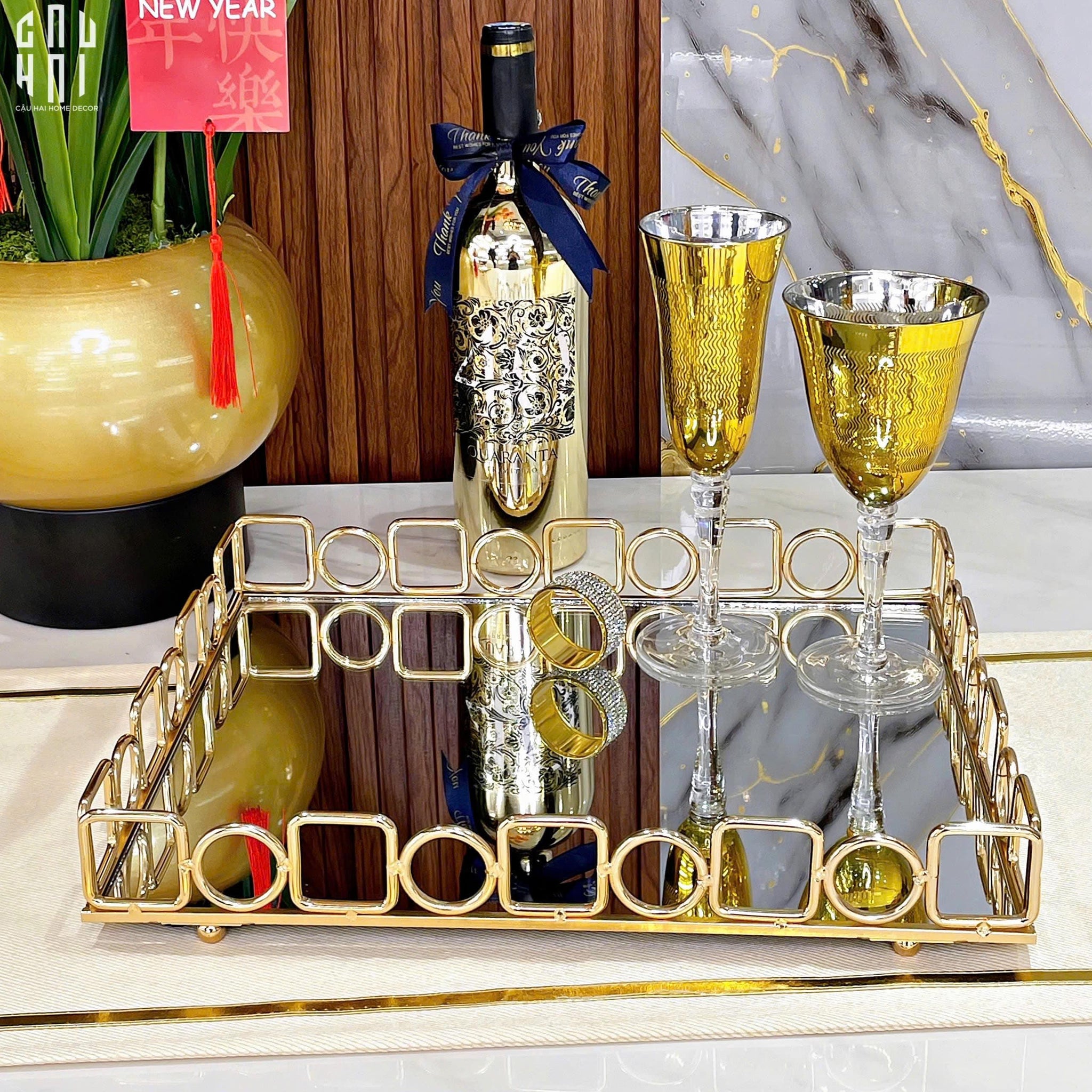Khay Gương Chữ Nhật Buckingham Mirror Tray 30x38-KHAY TRANG TRÍ-CẬU HAI HOME DECOR