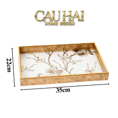 Khay Gương Chữ Nhật Cherry Blossom Vintage Decorative Trays 22X35-CẬU HAI HOME DECOR