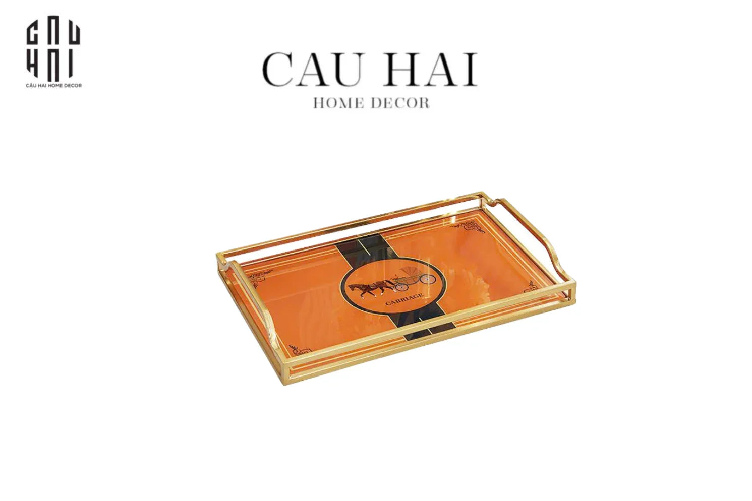 Khay Gương Chữ Nhật Golden High-Class Helios Tray Ss25-KHAY TRANG TRÍ-CẬU HAI HOME DECOR