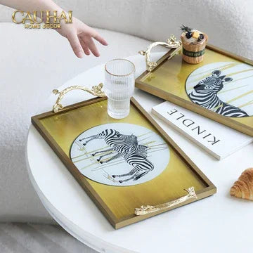 Khay Gương Chữ Nhật Ngựa Vằn Couple de Zèbres 23x43-CẬU HAI HOME DECOR
