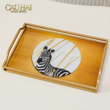 Khay Gương Chữ Nhật Ngựa Vằn Couple de Zèbres 23x43-KHAY TRANG TRÍ-CẬU HAỊ HOME DECOR-CẬU HAI HOME DECOR
