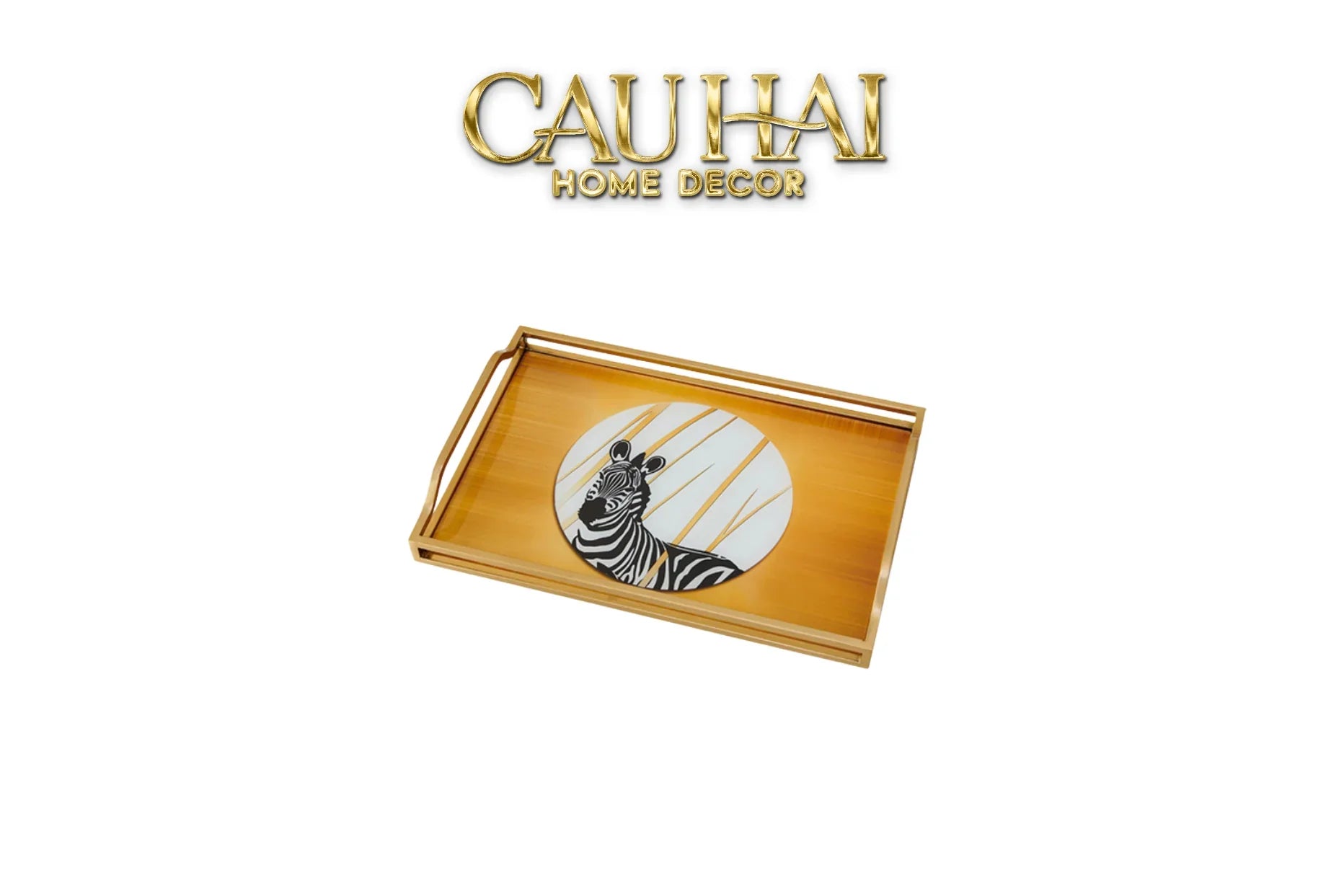 Khay Gương Chữ Nhật Ngựa Vằn Zèbre Solitaire 23x43-CẬU HAI HOME DECOR