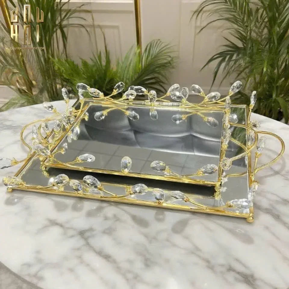 Khay Gương Fleur De Glace 25X35-KHAY TRANG TRÍ-Đối tác tại Trung Quốc theo từng đơn đặt hàng-CẬU HAI HOME DECOR