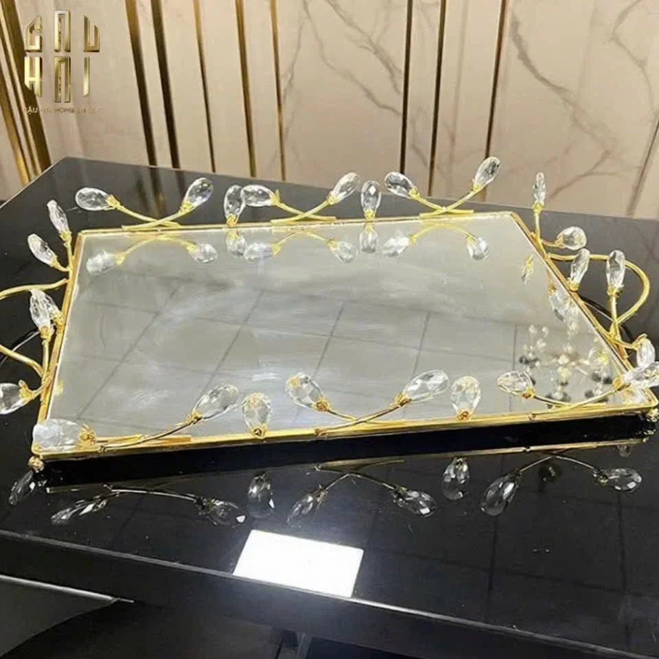Khay Gương Fleur De Glace 25X35-KHAY TRANG TRÍ-Đối tác tại Trung Quốc theo từng đơn đặt hàng-CẬU HAI HOME DECOR