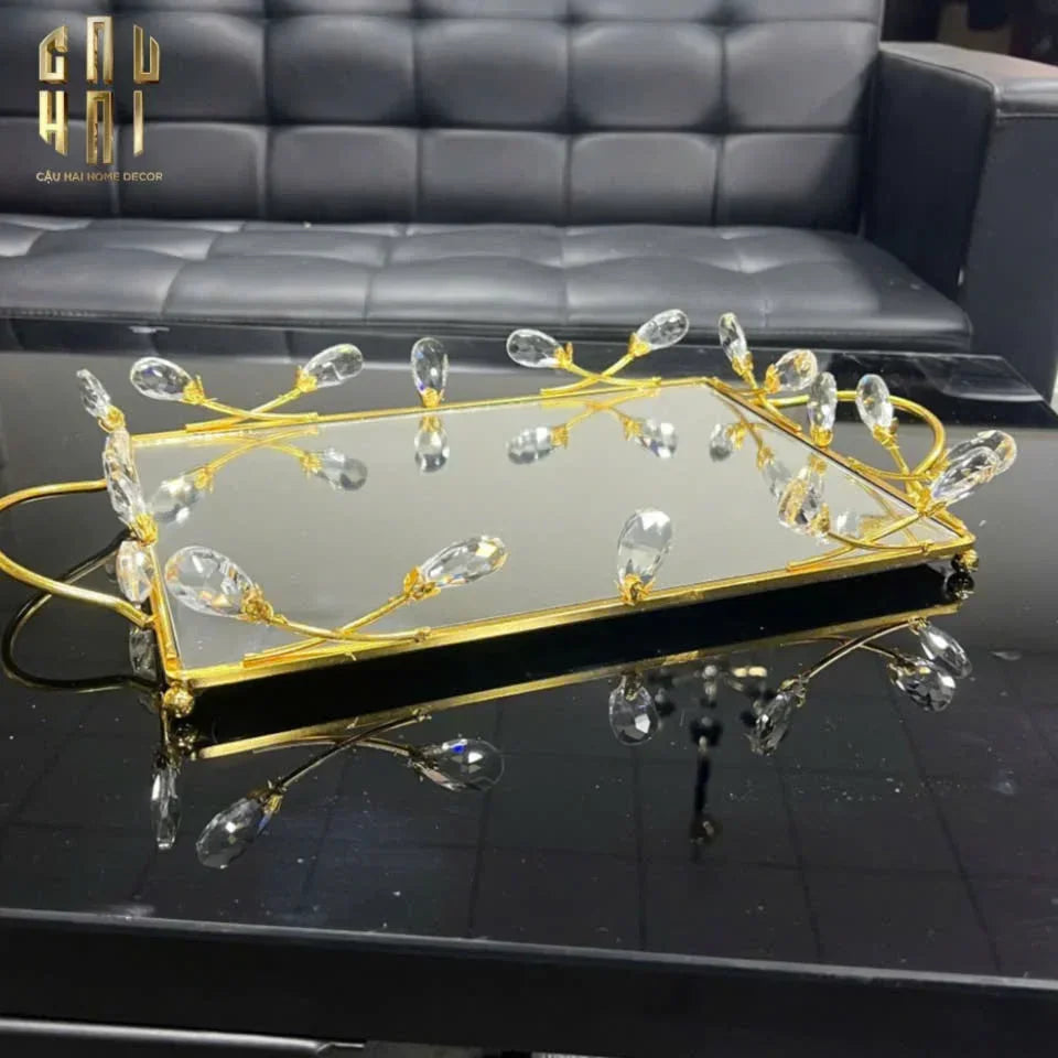 Khay Gương Fleur De Glace 25X35-KHAY TRANG TRÍ-Đối tác tại Trung Quốc theo từng đơn đặt hàng-CẬU HAI HOME DECOR