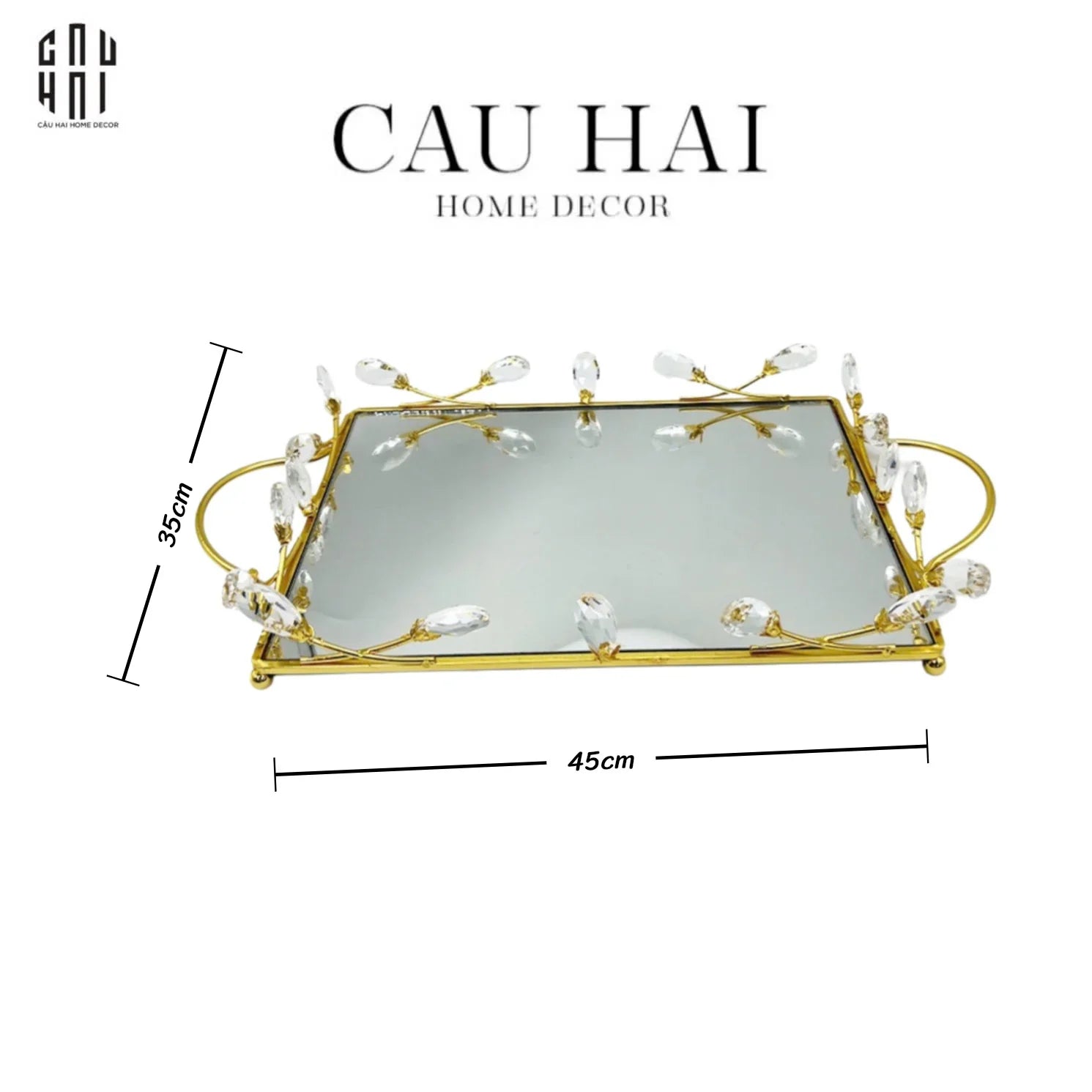 Khay Gương Fleur De Glace 35X45-KHAY TRANG TRÍ-CẬU HAI HOME DECOR