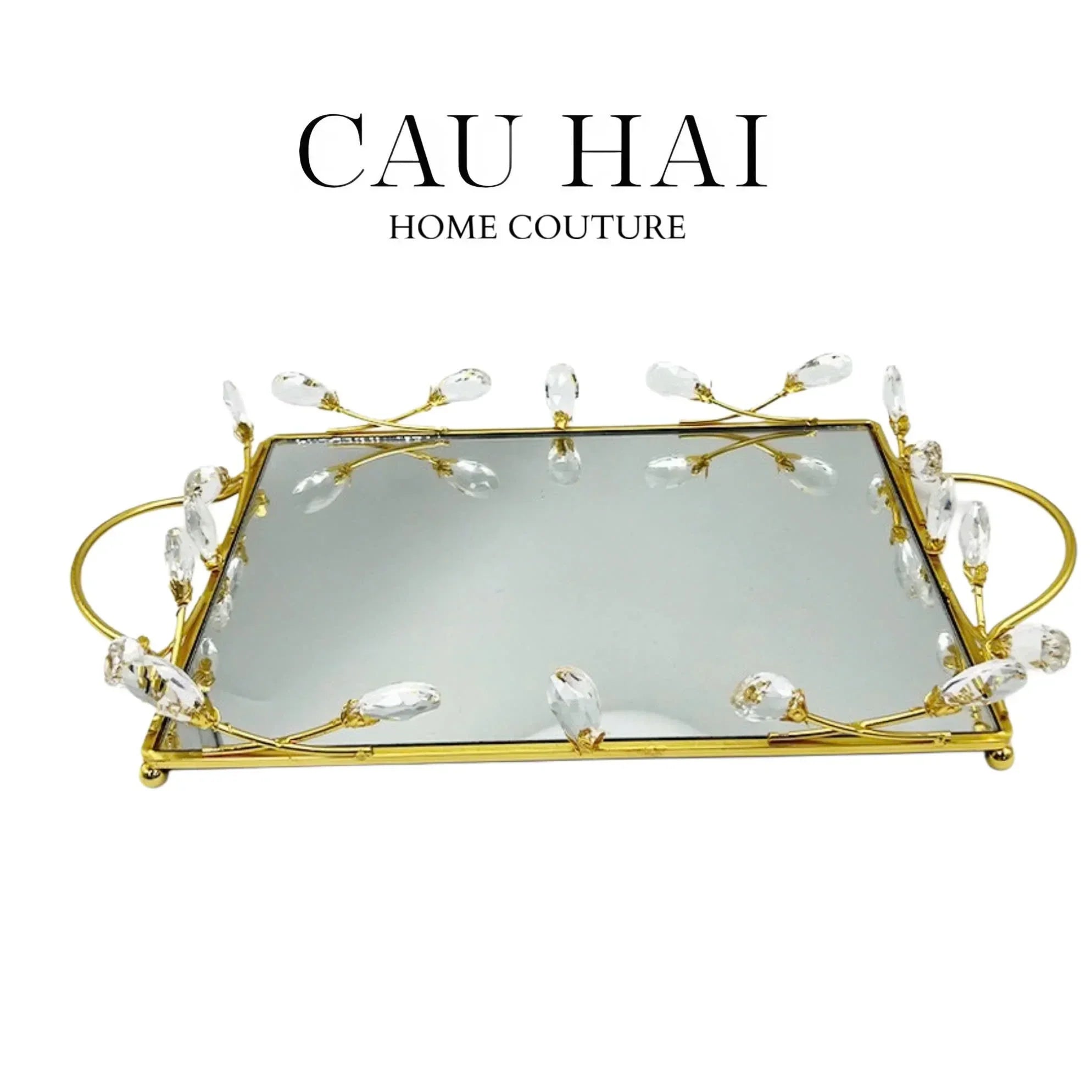 Khay Gương Fleur De Glace 25X35-KHAY TRANG TRÍ-CẬU HAI HOME DECOR
