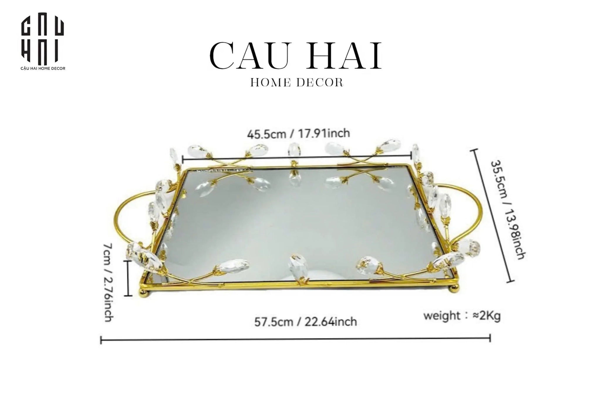 Khay Gương Fleur De Glace 35X45-CẬU HAI HOME DECOR