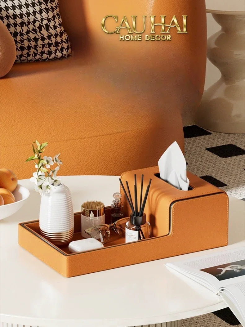 Khay Hộp Khăn Giấy Da - Sienna Leather Valet - Terracota Patina-HỘP KHĂN GIẤY-CẬU HAI HOME DECOR