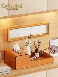 Khay Hộp Khăn Giấy Da - Sienna Leather Valet - Terracota Patina-HỘP KHĂN GIẤY-CẬU HAI HOME DECOR