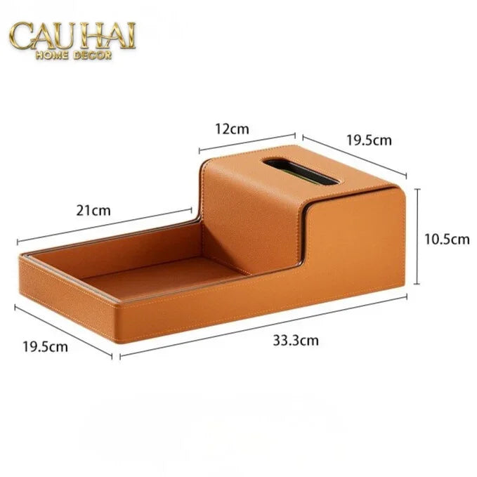 Khay Hộp Khăn Giấy Da - Sienna Leather Valet - Terracota Patina-HỘP KHĂN GIẤY-CẬU HAI HOME DECOR