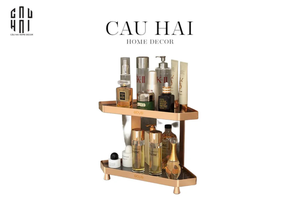 Khay Kệ Phòng Tắm Kệ Bàn Trang Điểm Góc 2 Tầng V Corner Waterproof Tiered Organizers-KHAY TRANG TRÍ-CẬU HAI HOME DECOR