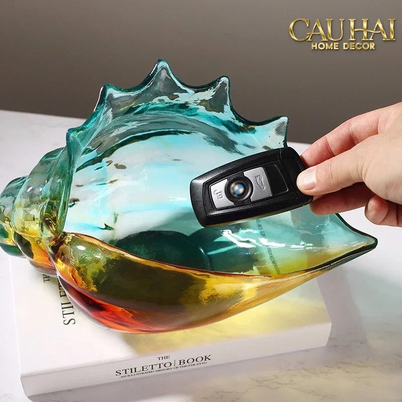 Khay Thuỷ Tinh Vỏ Ốc Arc-En-Ciel Shell Petit Handcrafted Decorative Trays 23.5 ×12.5-KHAY TRANG TRÍ-CẬU HAI HOME DECOR