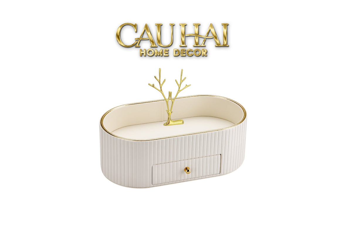 Khay Trang Sức Oval Stag Antler Atelier Cream 28.5x15.3x10-Khay Trang Sức-CẬU HAI HOME DECOR-CẬU HAI HOME DECOR