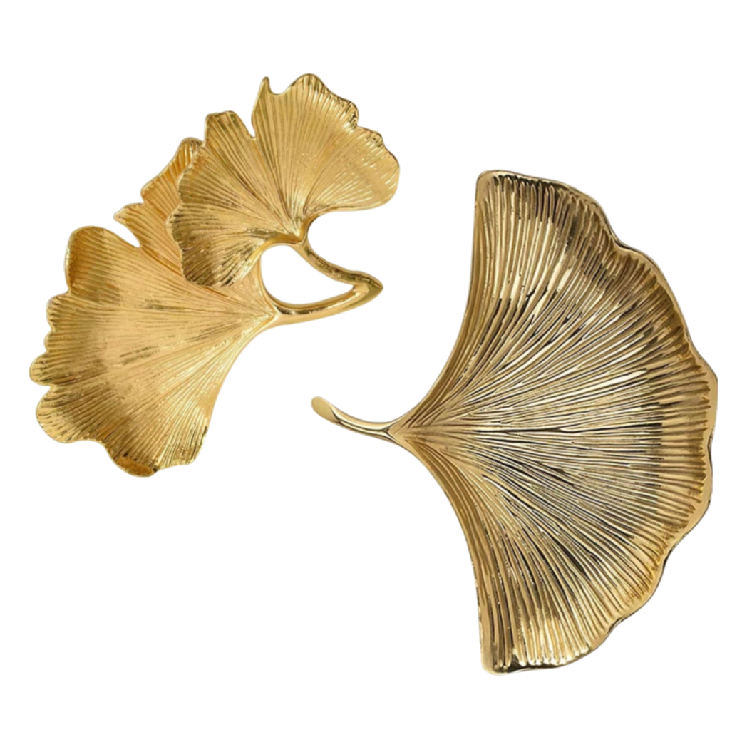 Khay Trang Trí Lá Ngân Hạnh Héritage Ginkgo Lumière D'Or 22x20 - Cậu Hai Home Decor