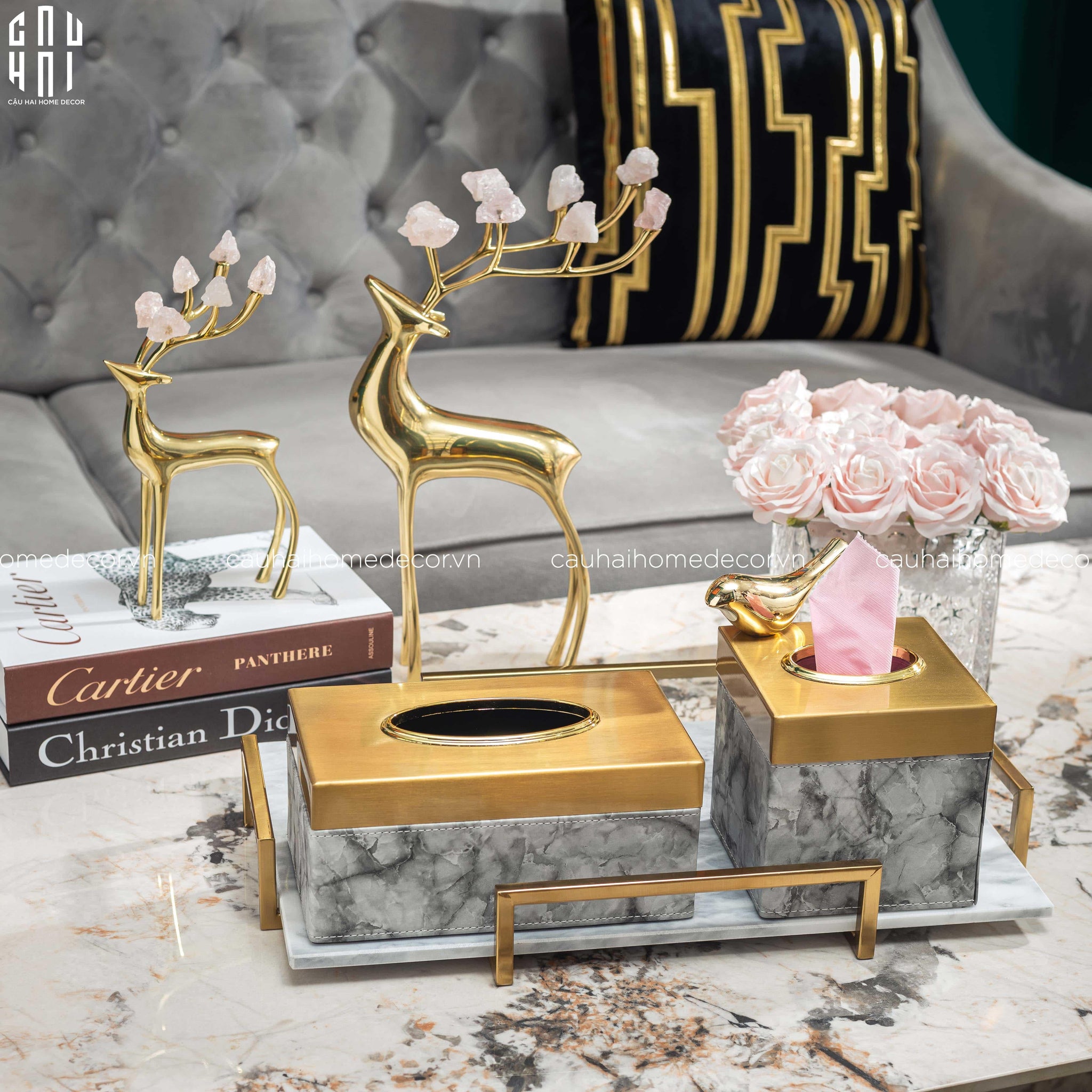 Khay Trang Trí Vân Đá Marble Madison Ss25-KHAY TRANG TRÍ-CẬU HAI HOME DECOR