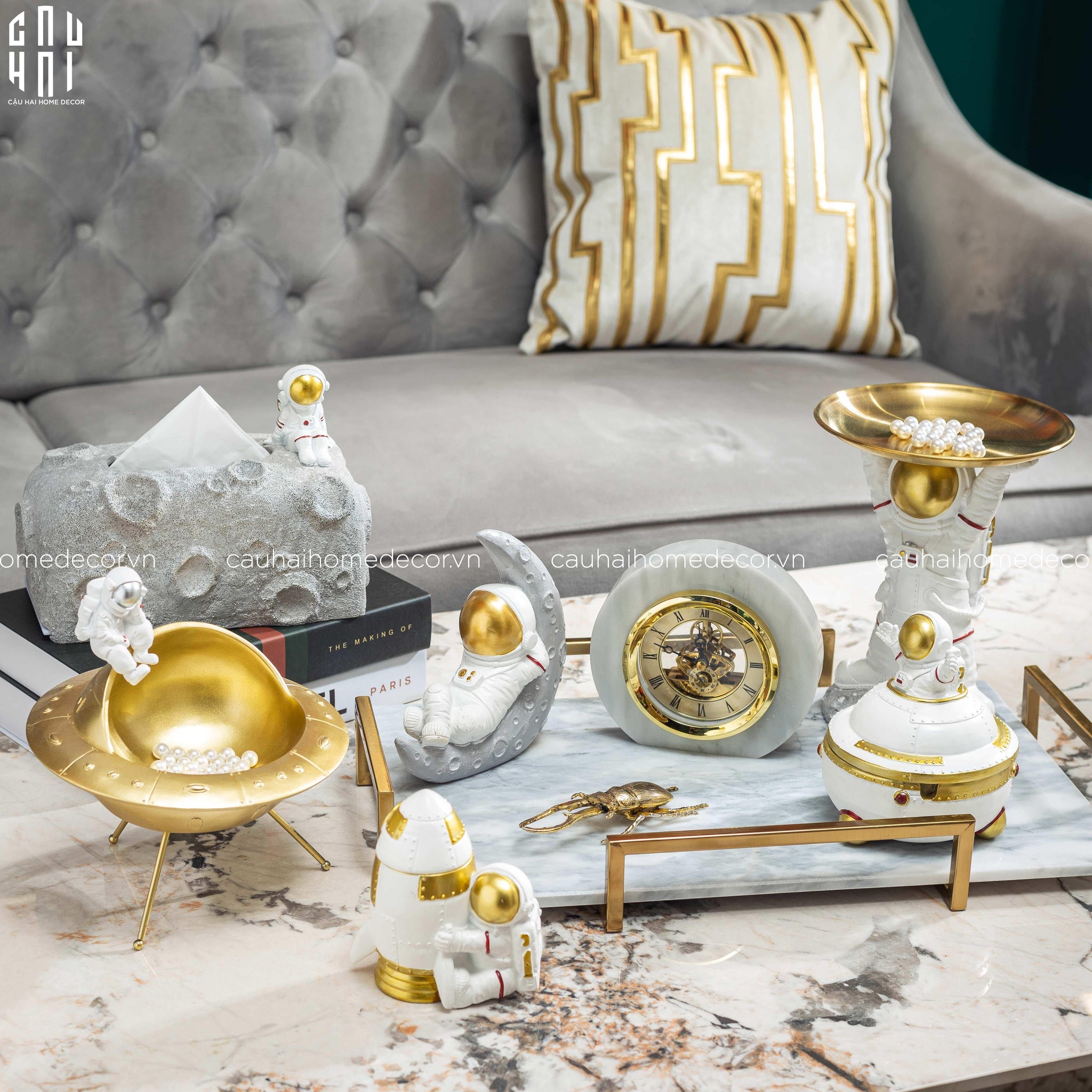 Khay Trang Trí Vân Đá Marble Madison Ss25-KHAY TRANG TRÍ-CẬU HAI HOME DECOR